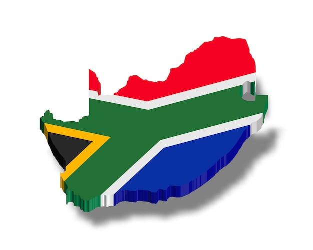 South Africa 3d map with flag