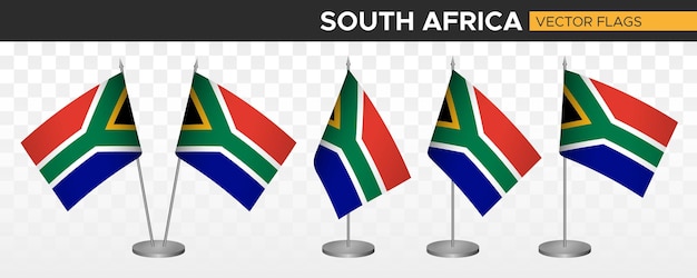 South Africa desk flags mockup 3d vector illustration table flag of RSA