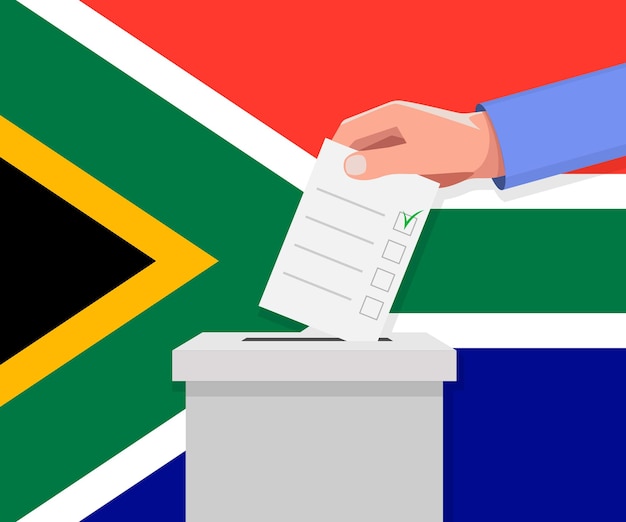 South africa election concept hand puts vote bulletin