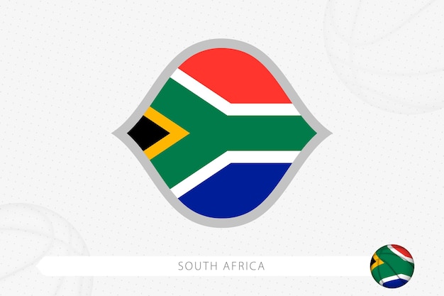 South africa flag for basketball competition on gray basketball background.