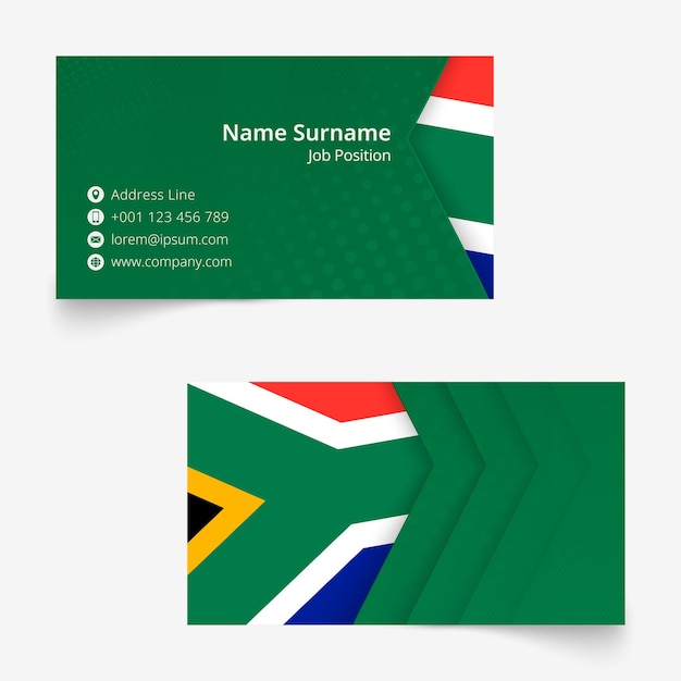 South Africa Flag Business Card, standard size (90x50 mm) business card template with bleed under the clipping mask.