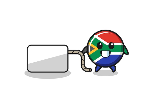 Vector south africa flag cartoon is pulling a banner