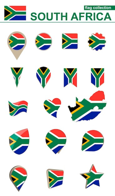 South Africa Flag Collection Big set for design