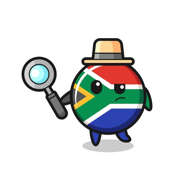 ベクトル 南アフリカの旗の探偵キャラクターが事件を分析している