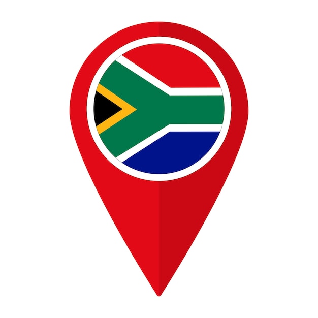 South africa flag on map pinpoint icon isolated flag of south africa
