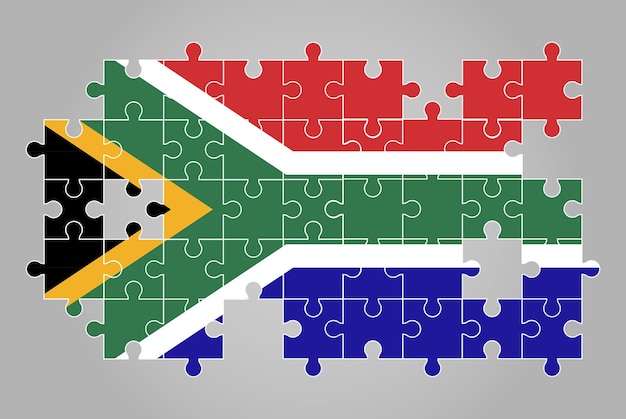 South Africa flag shape of jigsaw puzzle vector puzzle map South Africa flag for children