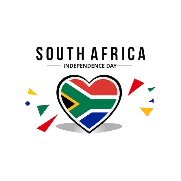 Vector south africa flag with original color in heart ornament