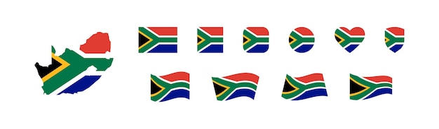 South Africa map and flag icon set National country in Africa symbol Isolated vector