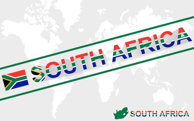 南アフリカ共和国の地図の旗とテキストの図