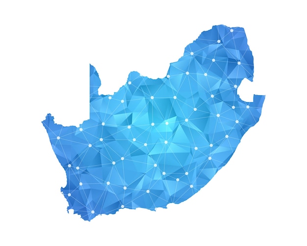 South Africa map line dots polygonal abstract geometric.