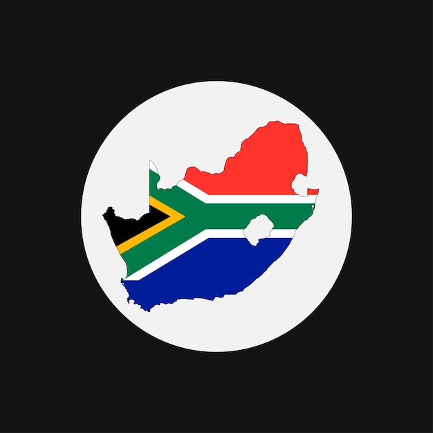 South Africa map silhouette with flag on white background