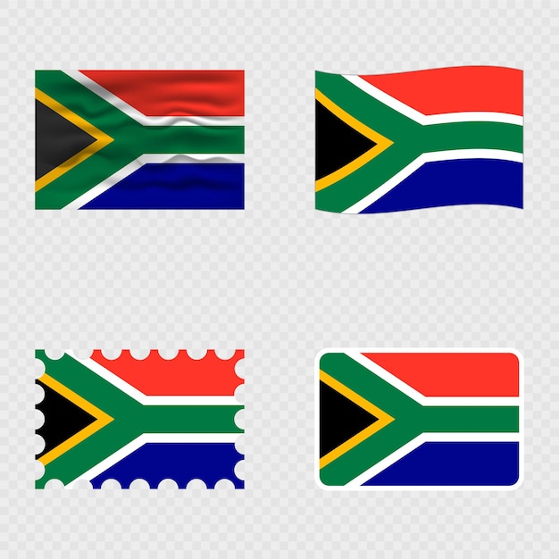 South Africa national flag in four different styles