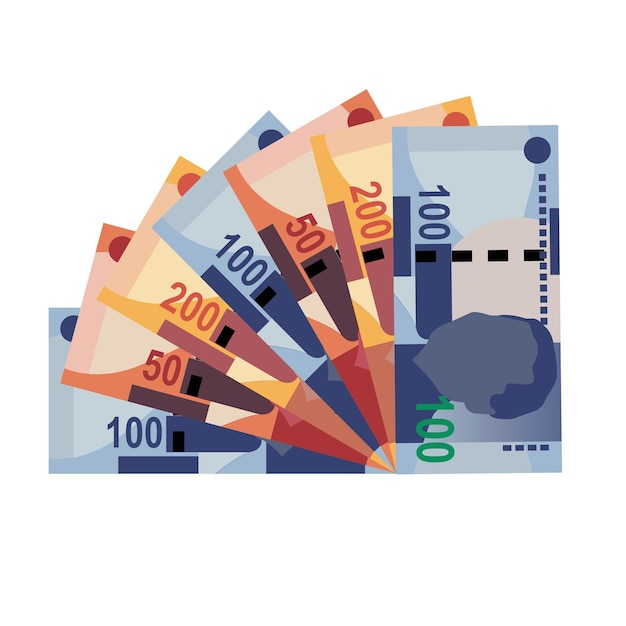 Вектор Южная африка рэнд векторная иллюстрация африканский набор денег пачка банкнот бумажные деньги 50 100 200 дб
