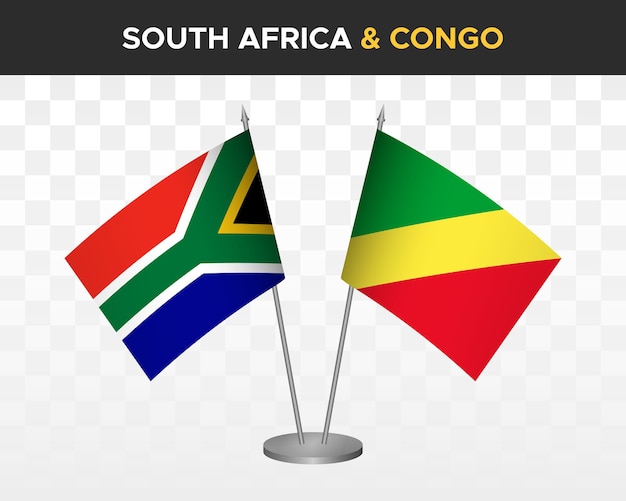 South Africa vs congo desk flags mockup isolated 3d vector illustration table flags