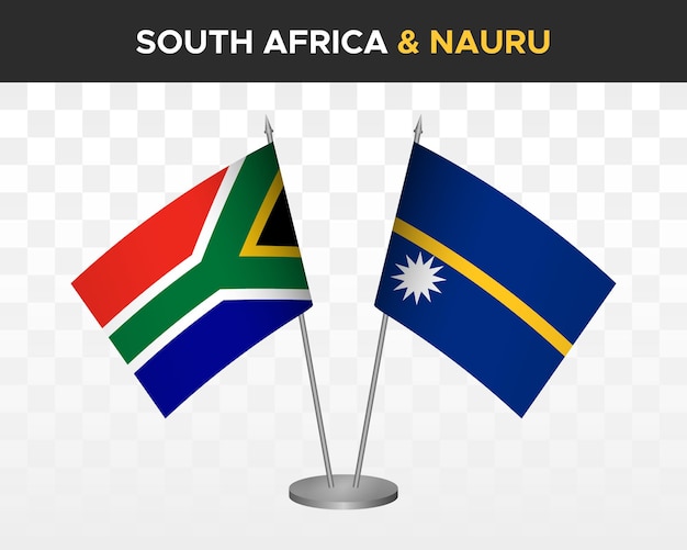 South Africa vs nauru desk flags mockup isolated 3d vector illustration table flags