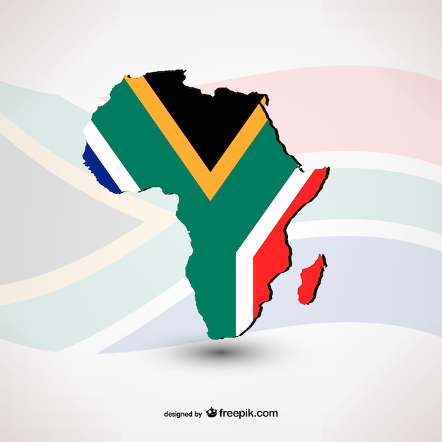 South african flag with silhouette