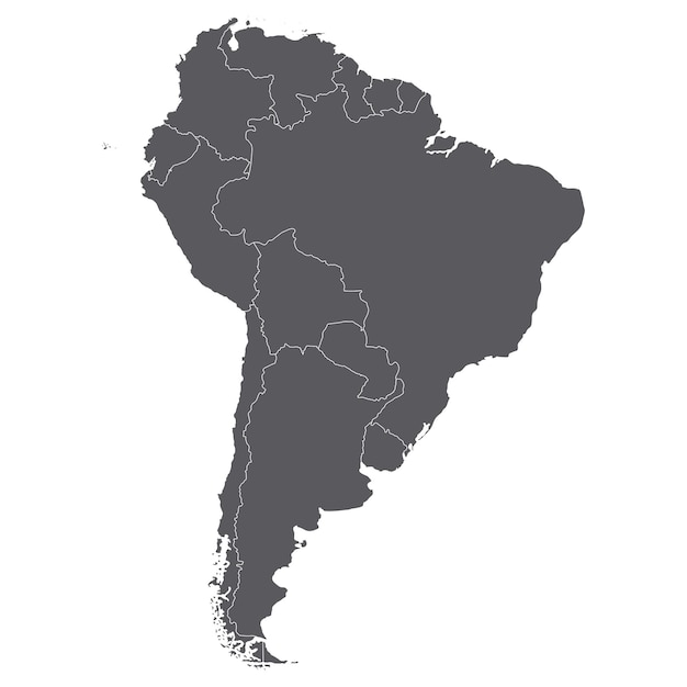 南米の地図 灰色の地図