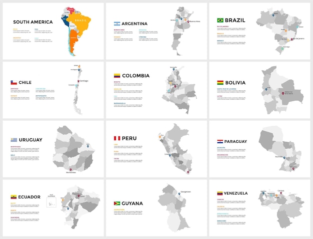 Vector south america vector map infographic template slide presentation brazil argentina peru chile