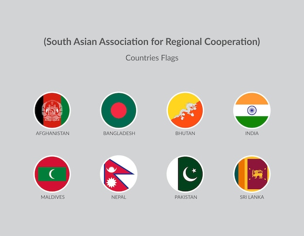 南アジア地域協力協会の国旗アイコンコレクション