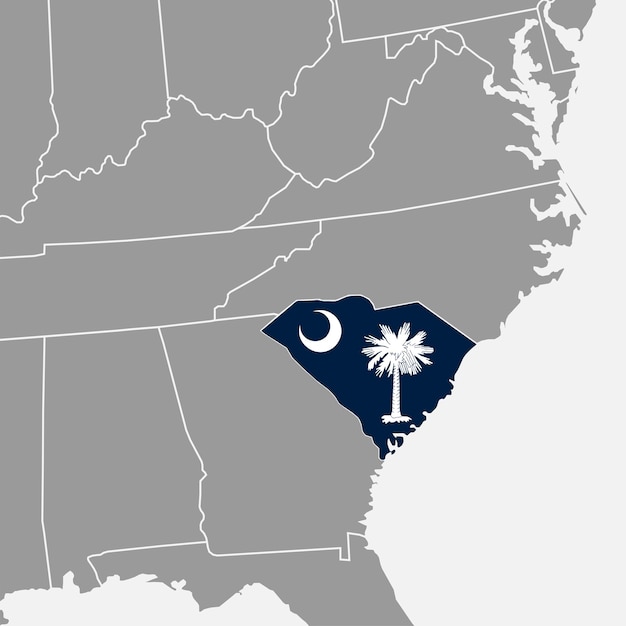 South carolina state map with flag vector illustration