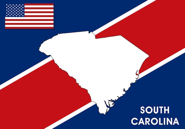 South carolina usa united states of america map vector template white color map on flag background