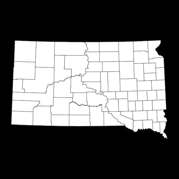 South Dakota state map with counties Vector illustration