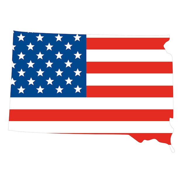 南ダコタ州とアメリカ国旗のアメリカ地図