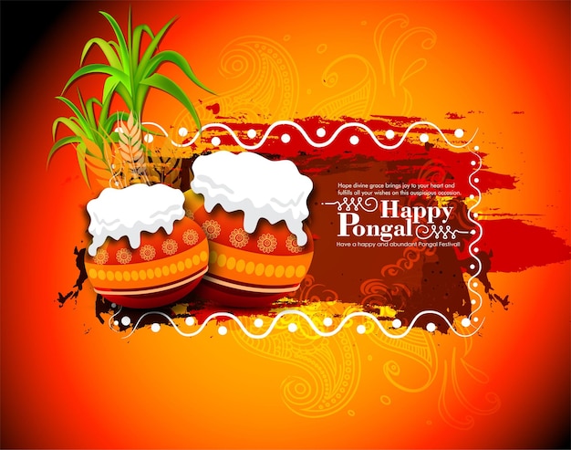 Vector south indian festival pongal background template design vector illustration happy pongal holiday har