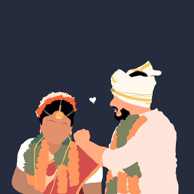 Vector south indian tamil wedding ceremony illustration