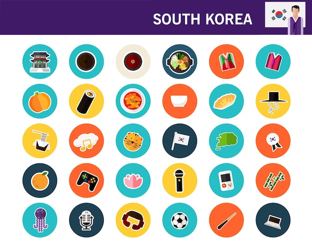 한국 개념 평면 아이콘