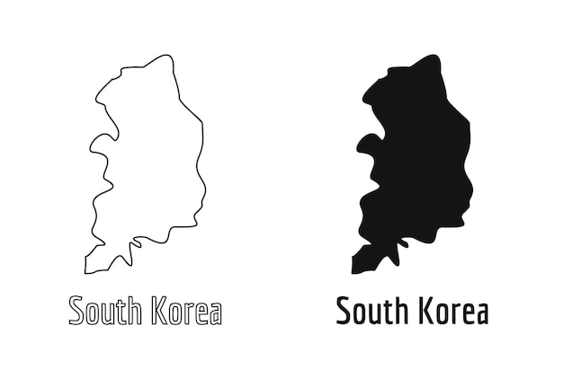 한국 국가 아이콘 개요 스타일 및 평면 벡터 실루엣