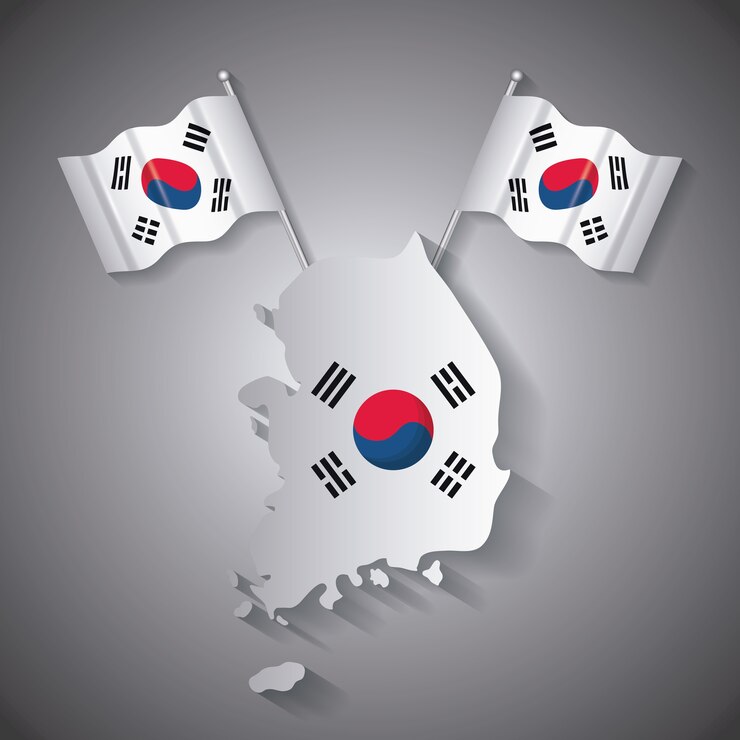 Vector 지도 및 플래그와 함께 한국 디자인