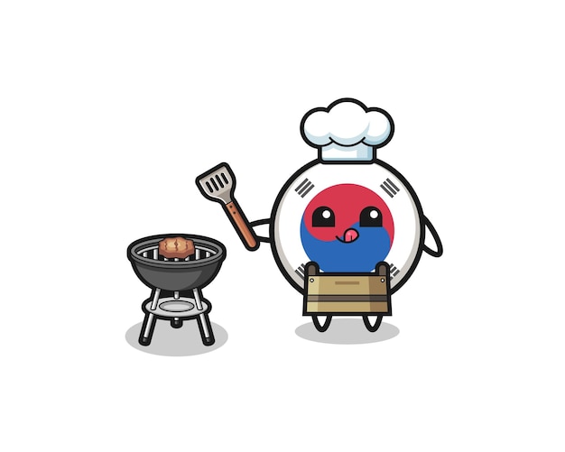 South korea flag barbeque chef with a grill