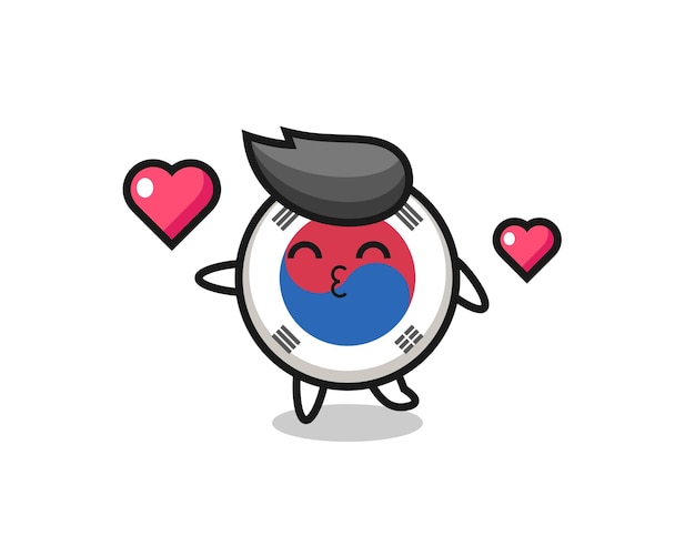 キスジェスチャー、かわいいデザインの韓国国旗キャラクター漫画 ...