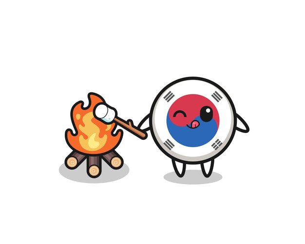 South korea flag character is burning marshmallow