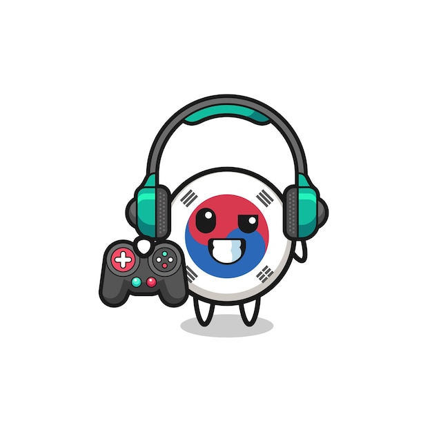 south korea flag gamer mascot holding a game controller
