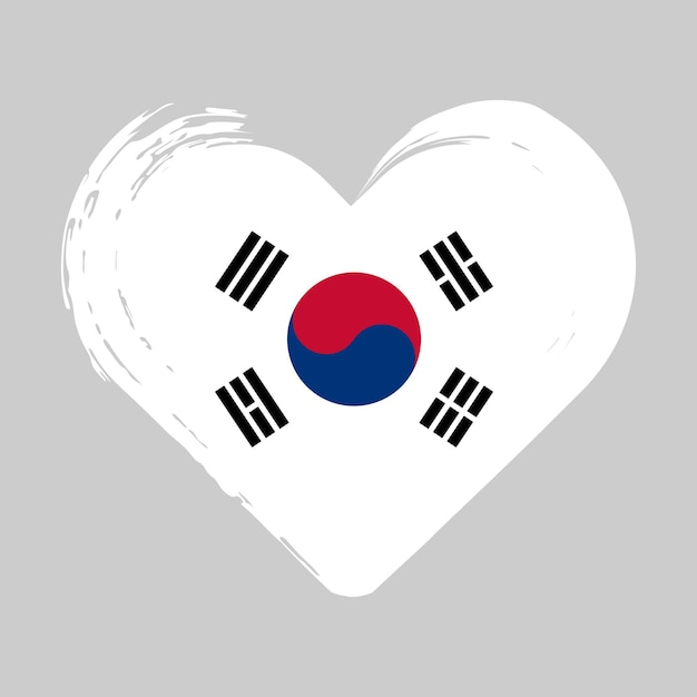 Vector south korea flag in heart shape