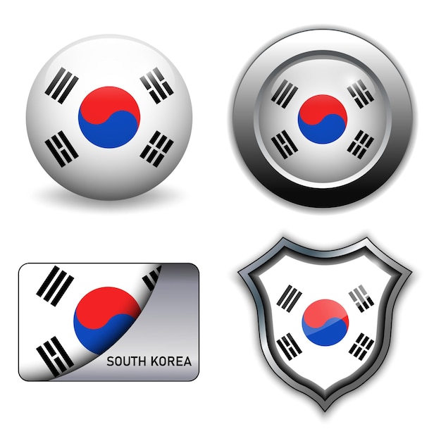 Vector south korea flag icons theme.