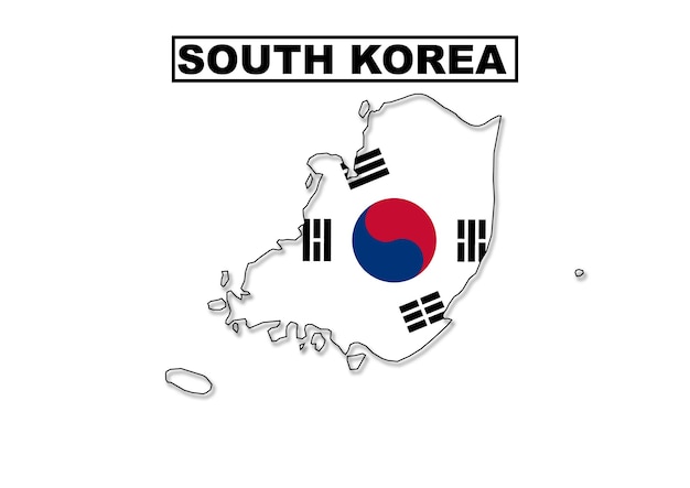 South korea flag map in vector