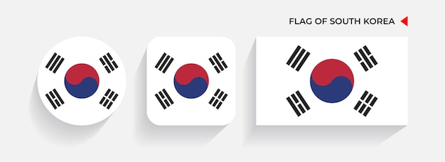 South Korea Flags arranged in round square and rectangular shapes