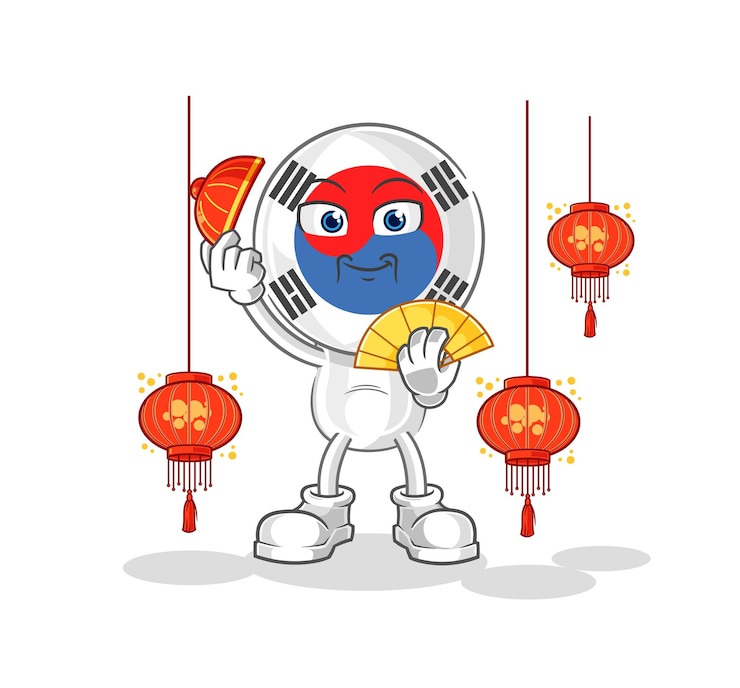 Vector south korea head cartoon laugh out loud character cartoon vector