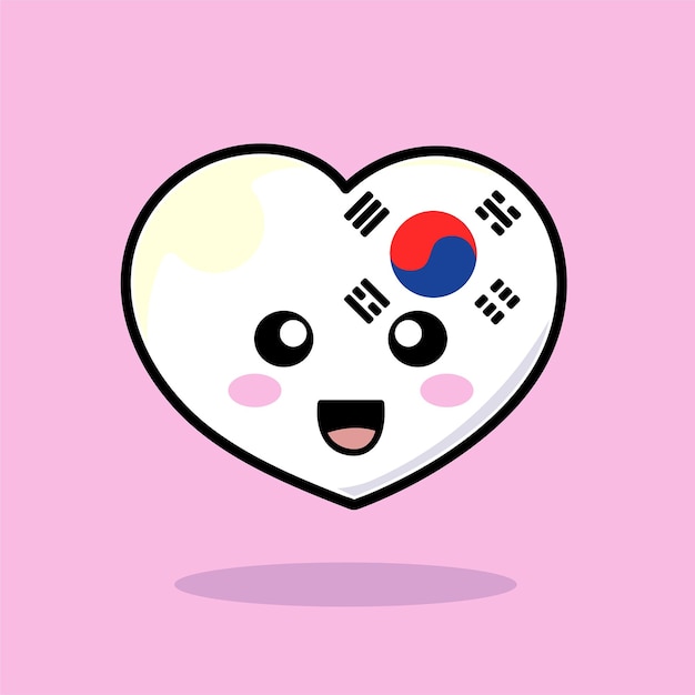 Vector south korea heart cute character country flag love emoticon