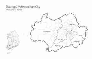 Vector south korea local area map gwangju