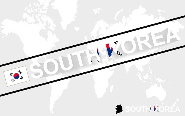 Vector south korea map flag and text illustration
