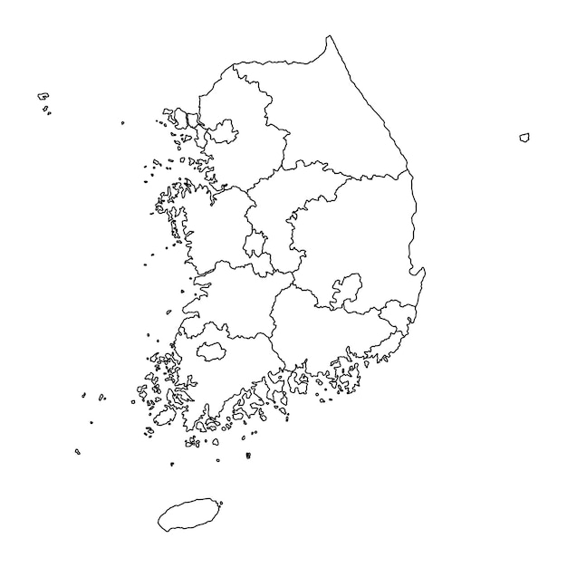 Карта Южной Кореи с провинциями Векторная иллюстрация