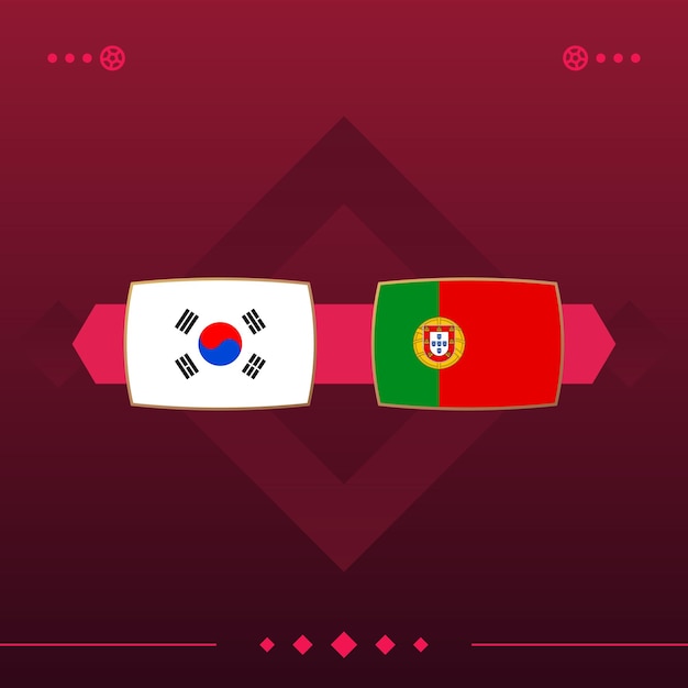 韓国ポルトガル ワールド サッカー 2022 試合対赤い背景のベクトル図