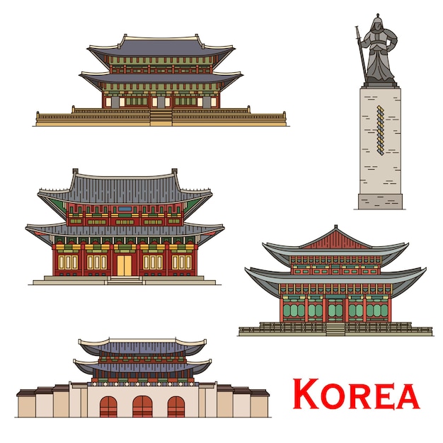 벡터 한국 서울 유명한 건축 외관 아이콘
