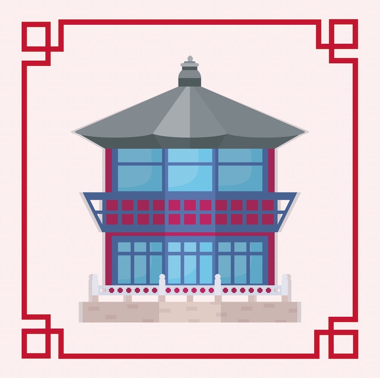 Vector south korea traditional building icon