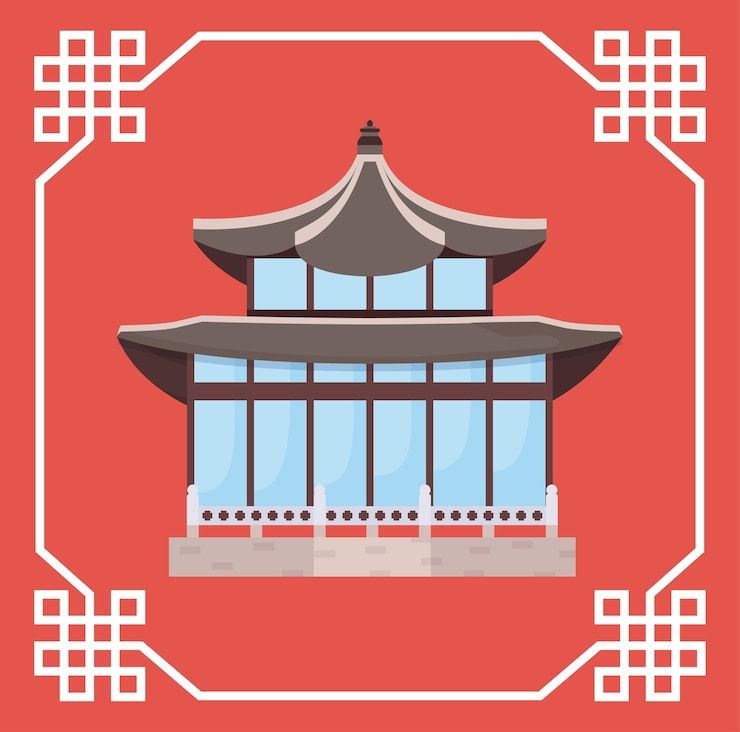 Vector south korea traditional iconic building icon