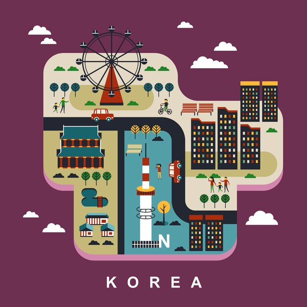 Vector south korea travel concept in flat design